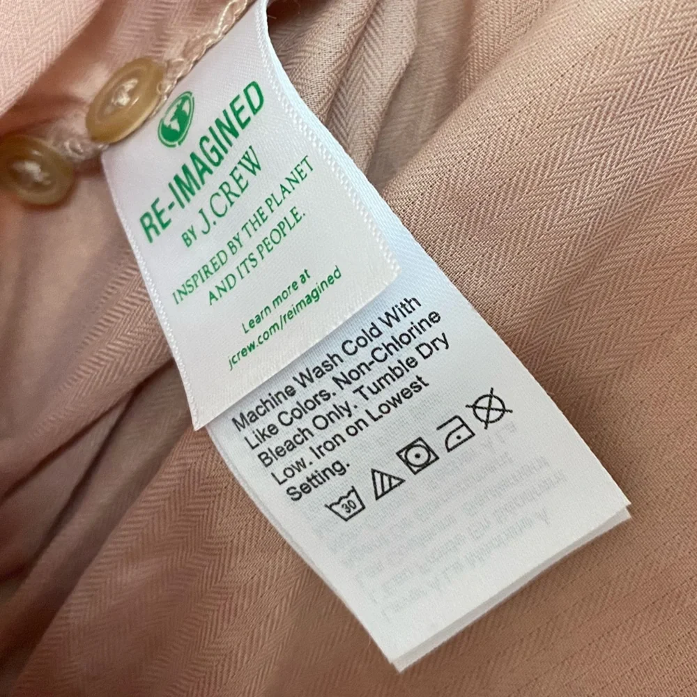 J. Crew Spring Chic Cinched Waist Top in Herringbone Cotton in Almond Biscotti‎